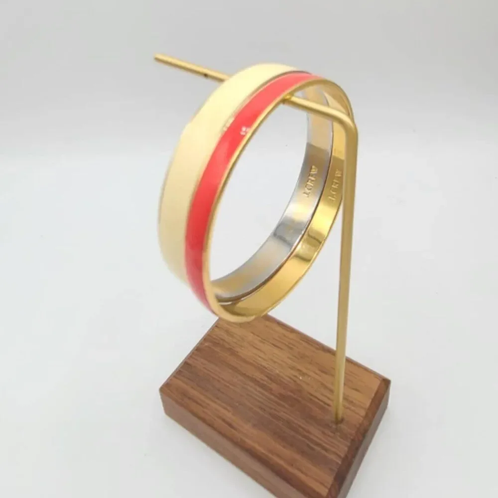J Crew Bangle Set of Red and Off White Gold Tone Bangle